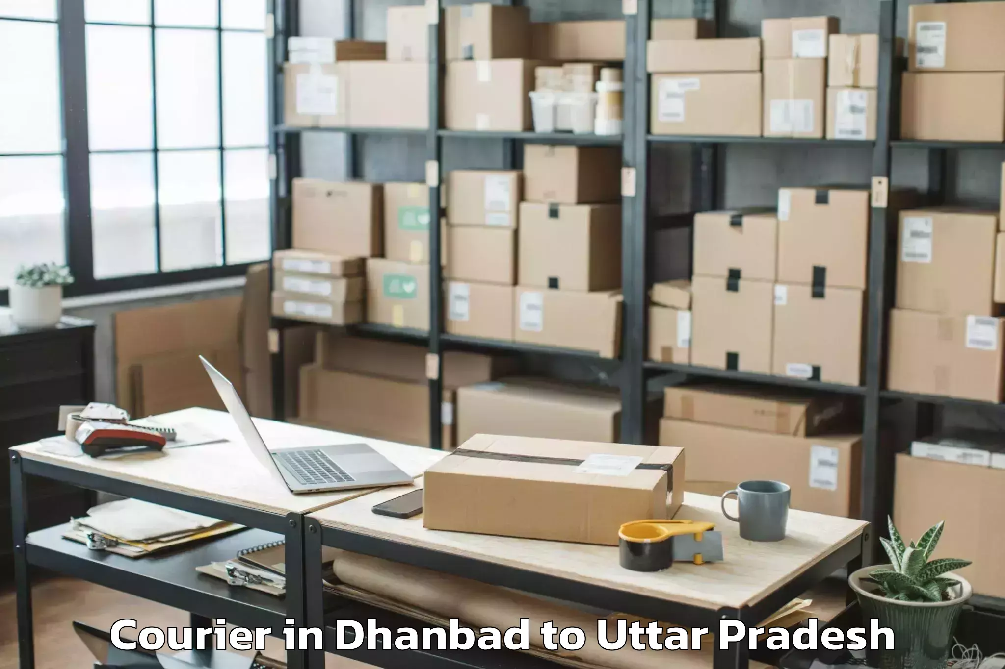 Easy Dhanbad to Bansdih Courier Booking